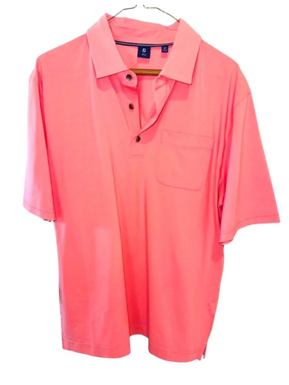 Footjoy Coral Pink Golf Polo Shirt Supima Cotton Stretch Mens M Casual Dri Fit